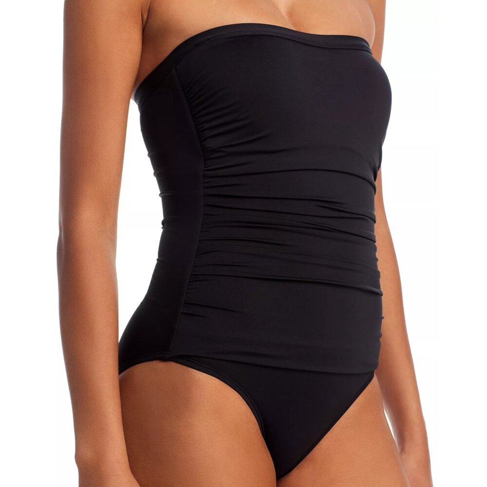 Tommy Bahama Pearl Shirred Bandeau One Piece Convertible Halter Black Women's 8 - Picture 10 of 16